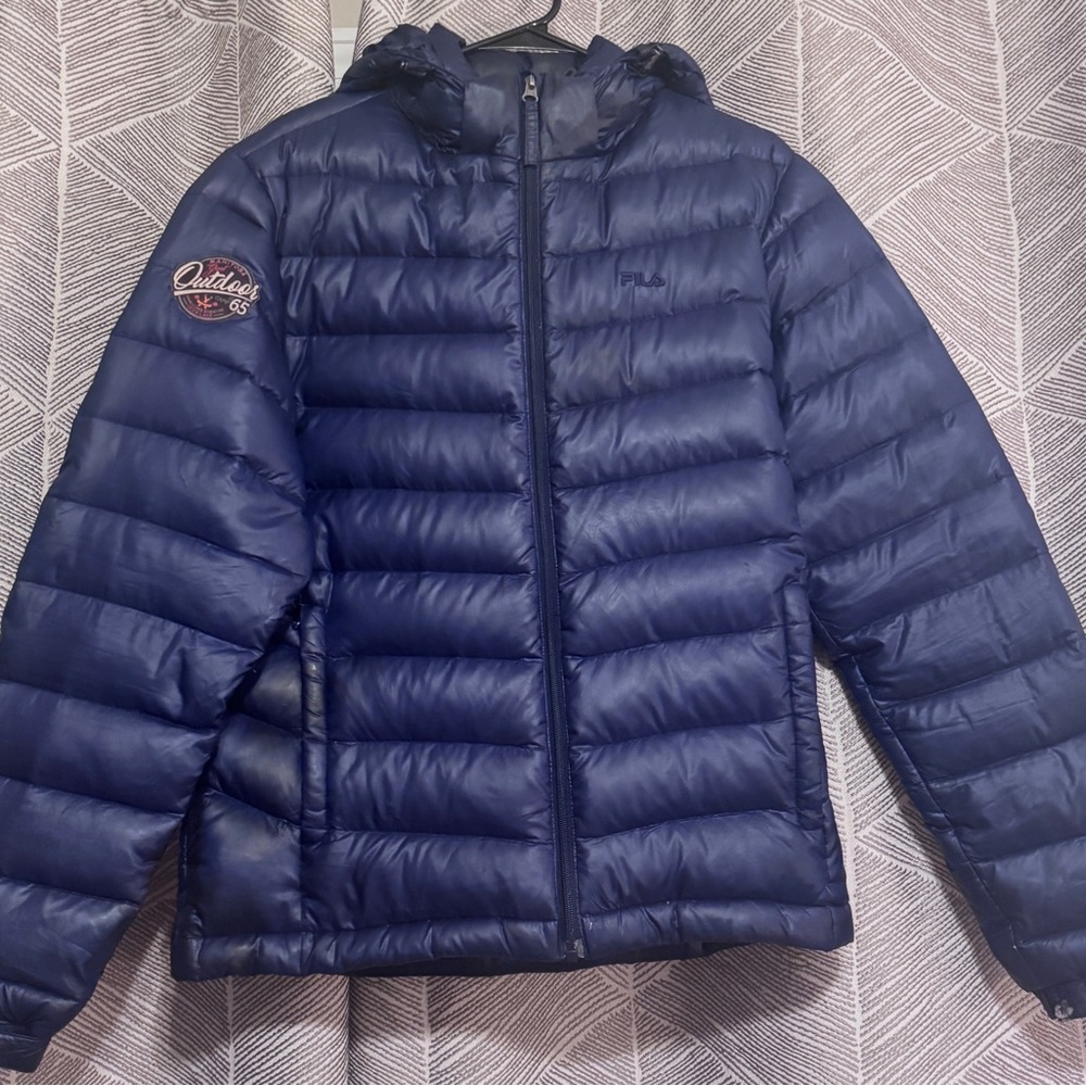 Navy Puffer Jacket with Hood